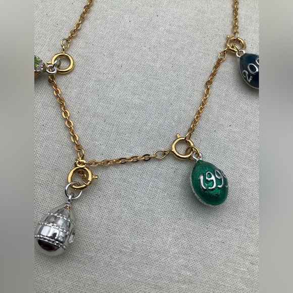 Joan Rivers Gold Necklace with Colorful Charms Egg Charms Lot Of 8 - Picture 5 of 6